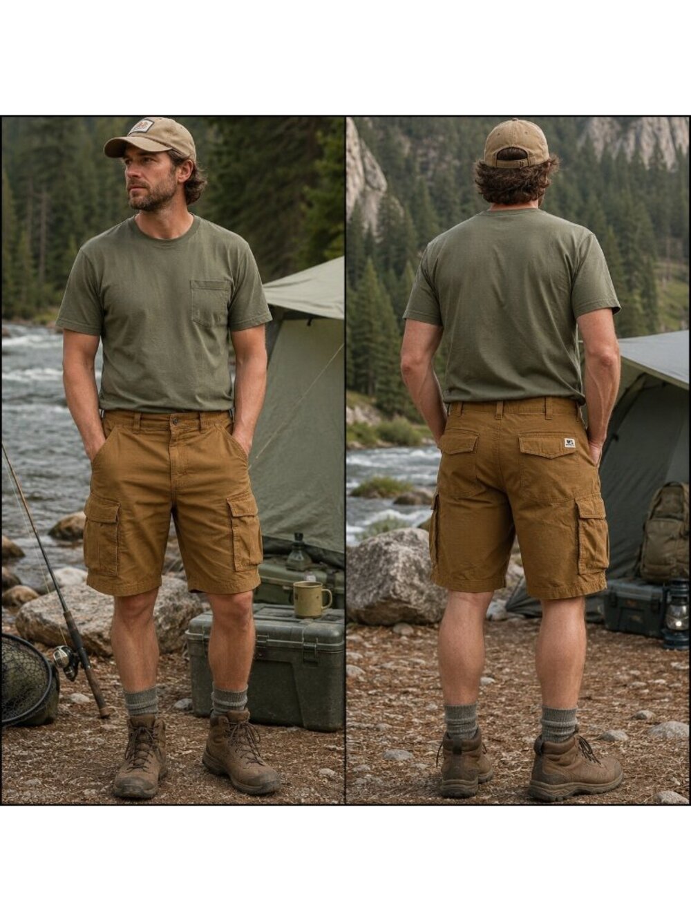 Wells Lamont Sz 34 Rip Stop Walking Hiking Camping Fishing 11 Pocket Shorts